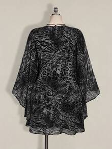 SHEIN ICON Plus Size Women Leopard Print Mixed Pattern Loose Mini Dress Fall - Multicolor - View 2