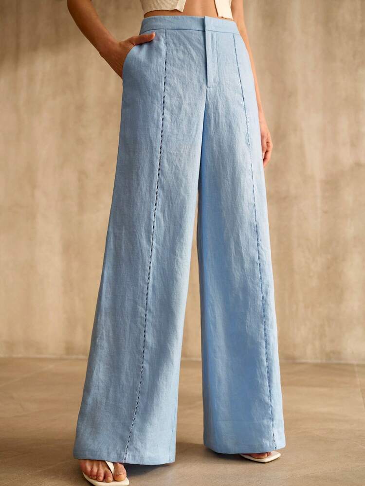 WOMEN'S 100% LINEN WIDE LEG COMFORTABLE SUIT PANTS, SPRING/SUMMER