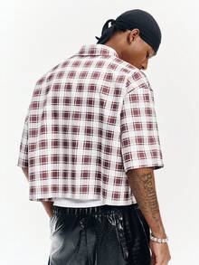 PAVTROS Men's Loose Fit Printed Short Sleeve Shirt - Brown - View 2