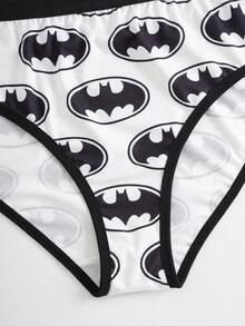BATMAN X SHEIN Plus Size Women's Lingerie Set, Camisole And Panty - White - View 6