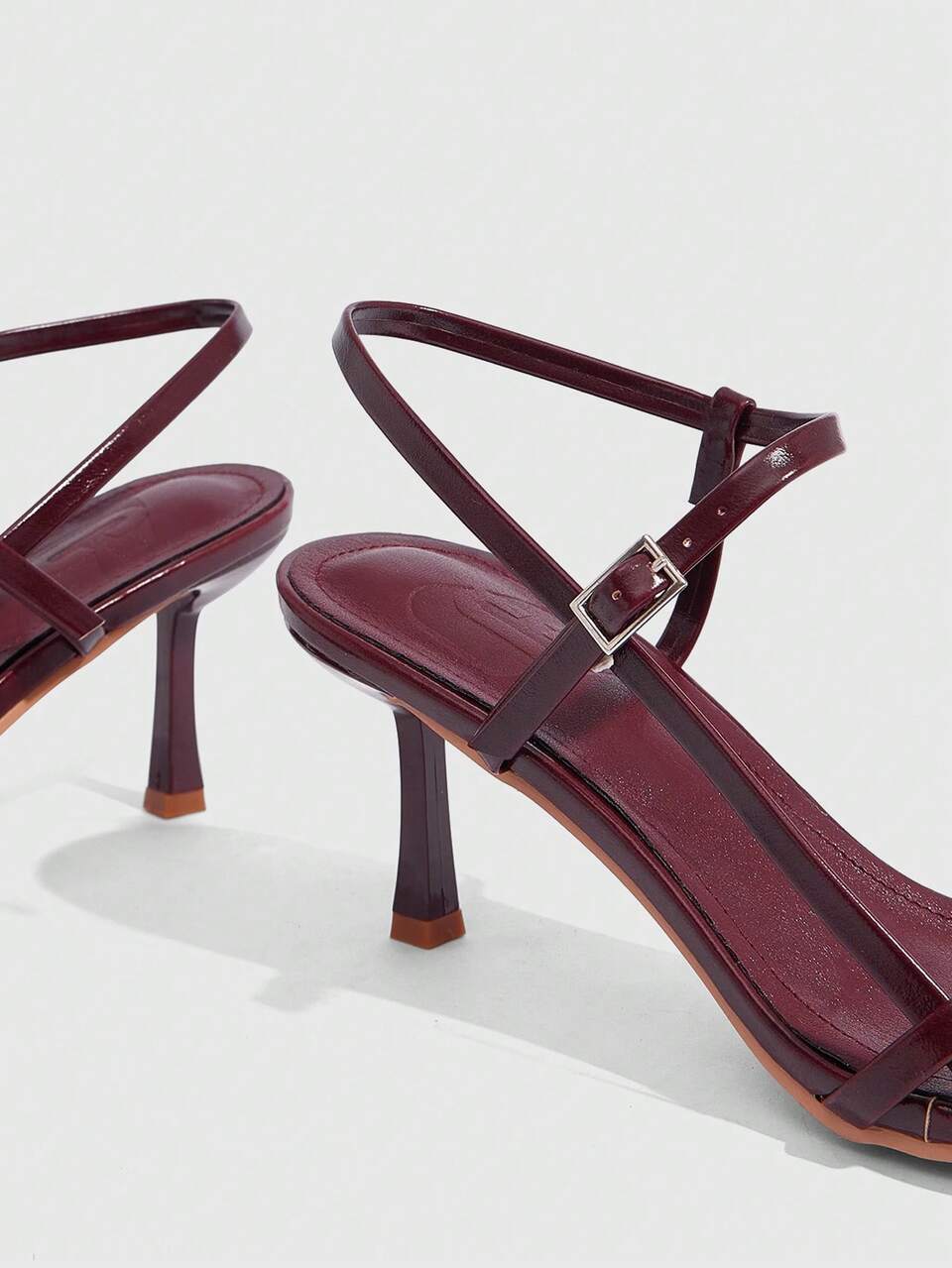 CUCCOO SZL Women Shoes Summer Round Toe Thin Heel Brown With Side Buckle Back Lift Fashion Sexy Dinner Party Women's High Heel Sandals Women's Shoes
