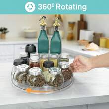 Caja de almacenamiento transparente para gabinete y almacenamiento de alimentos, bandeja giratoria para refrigerador, baño, sala de estar, cocina y estantería de especias, plato giratorio de acrílico para cosméticos y perfumes - Multicolor - Ver 3