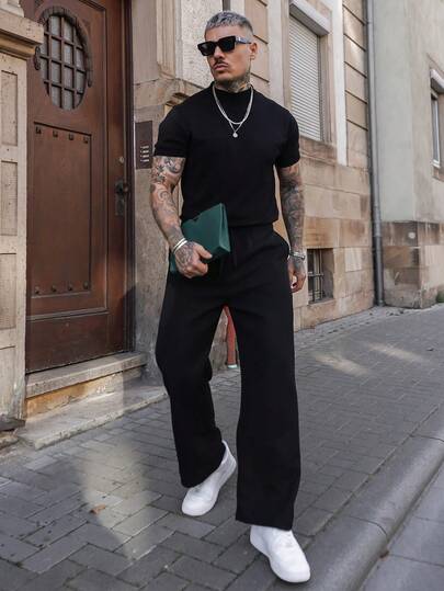 Artur Kramer 男士轻薄纯色涤纶华夫格长裤，春夏款