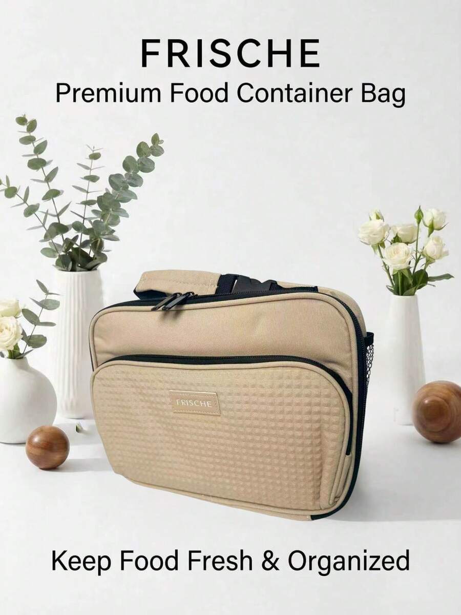 1 Túi đựng cơm trưa cách nhiệt dung tích lớn, chất liệu polyester chống thấm nước và chống rò rỉ, mềm mại, dành cho người lớn, có khóa kéo, thiết kế mở bên hông sáng tạo, quai xách đơn phía trên, hình vuông chữ nhật. - Nhiều màu - Xem 1