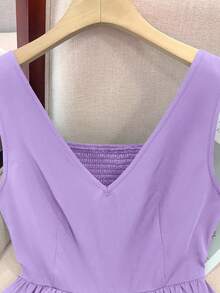 Camiseta sin mangas ajustada para mujer, adecuada para el trabajo, el viaje, las fiestas, la graduación y el uso diario - Púrpura malva - Ver 4
