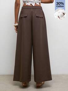 Maija 女士宽松褶皱休闲裤 - 棕色 - 查看 6