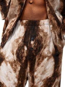 Rest Era 男士扎染印花衬衫长裤睡衣套装 男士睡衣套装 棕色睡衣 棕色睡衣 男士睡衣 图案睡衣 - 彩色 - 查看 4