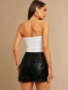 Silquee Women's Metal Design Hollow-Out Sexy Bandeau Top  Summer Tops White Top - White - View 2