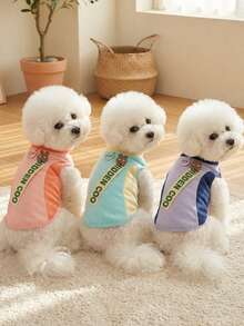 PETSIN 宠物春季新款狗狗服装 动物用品 宠物服装 狗狗背心 猫咪T恤 泰迪熊套装 小型动物服装 休闲酷炫背心 狗狗服装 猫咪服装 春夏两季新款背心 - 彩色 - 查看 3