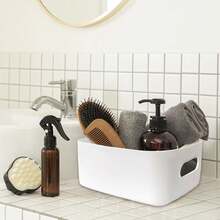 Plastic Storage Box And Basket, White Storage Container, Suitable For Kitchen, Bathroom, Office, Storage Rack Under Sink - White - View 3