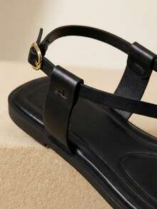MUSERA Sandal đen phối hợp kim loại ở mũi, quai lệch, thích hợp cho mùa xuân hè, đi biển, bơi lội, lễ hội, kỳ nghỉ, đi chơi, hàng ngày, kiểu dáng dễ thương dành cho nữ. - màu đen - Xem 6