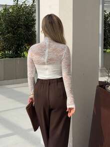 Jeta Ari Women Elegant French Style Lace Long Sleeve T-Shirt, Fashion For Summer Fall Cloth For Women - White - View 2