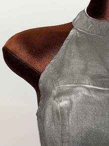 Mistrie Áo khoác gile denim cổ bẻ dáng ngắn có khóa kéo dành cho nữ - trắng - Xem 4