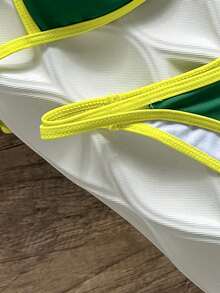 Swim Vcay Bộ bikini nữ thanh lịch, hở lưng, buộc dây phía sau, in kỹ thuật số cờ Brazil, thích hợp cho bãi biển, khu nghỉ dưỡng, mùa xuân/hè/thu. - màu xanh lá - Xem 9