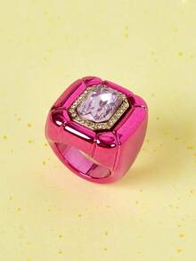 Popjeli Nhẫn Dopamine Band Diamond Hip Hop Niche Cá Nhân Hóa, Phong Cách Y2K/Dễ Thương/Nhiều Màu Sắc/Sang Trọng, Dành Cho Mẹ/Phụ Nữ/Cô Gái/Mẹ, Mùa Hè/Bãi Biển/Dạ Hội/Tiệc Tùng/Kỳ Nghỉ/Du Lịch, MÀU HỒNG, Hình Trái Tim - Nhiều màu - Xem 8