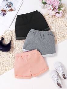 3件套女童轻薄针织可爱卡通印花短裤套装，夏季 - 彩色 - 查看 2