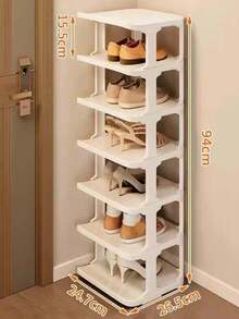 Multi Layer Space Saving Shoe Rack, Simple Home Use, Shoe Cabinet At The Door, Indoor Small Narrow Storage Rack - Beige - View 7