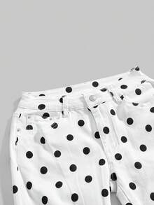 ROMWE Y2K French Riviera Inspired Polka Dot Print Ultra Low Rise Skinny Flare Jeans - White - View 2