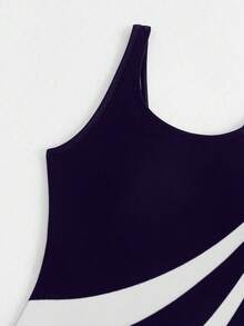 Swim SPRTY Women's Vacation Beach Colorblock Striped One-Piece Swimsuit - Navy Blue - View 7