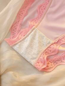 DelicateAllure 1 chiếc quần lót nữ lãng mạn, dễ thương và gợi cảm với viền ren mềm mại. - Hồng - Xem 3