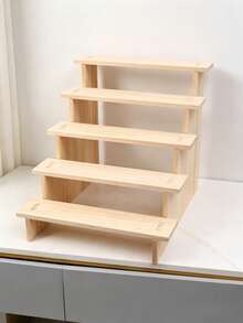 1pc Wooden Stepped Jewelry Display Stand, Accessories Display Rack, Jewelry Organizer For Live Stream Or Retail Display Back To School,Room Decor - Wood Yellow - View 7