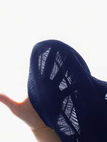SHEIN Pantalones cortos casuales y sueltos de vacaciones con cintura alta, cordón y textura de jacquard a cuadros para adolescentes - Azul Marino - Ver 6