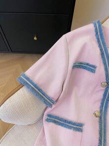SHEIN Clasi 女士休闲优雅简约短袖外套，夏季 - 淡紫色 - 查看 5