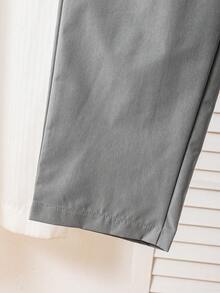 Set de 2 camisas de tela texturizada informal para niños adolescentes, diseño con ribete de bolsillo de color contrastante, cómodo y de moda para uso diario, ir al trabajo, viajar - Gris - Ver 7