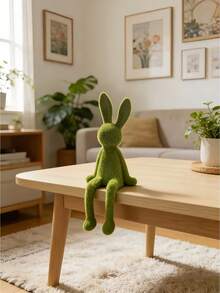 Zazumi 1pc Resin Rabbit Ornament With Dangling Legs Adorable Animal Figurine For Garden Balcony Home Decor Cottage Core Aesthetic Holiday Season Gift Ideas Must Haves - green - View 1