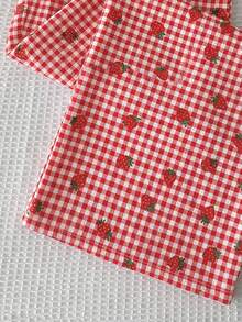 SHEIN 少女休闲简约舒适中腰直筒裤 - 紅色 - 查看 6
