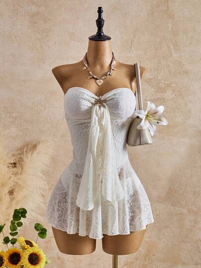 Bellisia Set de 2 piese din material jacquard texturat galben 2026SS, drăguț și dulce, fustă de plajă casual pentru vacanță, pentru femei