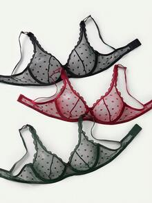 SHEIN Simple Solid Color Gather & Lift Spaghetti Strap Women's Bra - Multicolor - View 3
