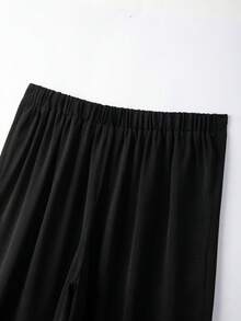 GlowEve CURVE Plus Size Women Solid Color Drawstring Waist Casual Versatile Daily Wear Pants - Black - View 6
