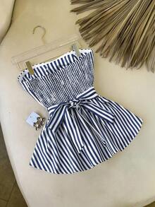 GlowEve Áo quây cạp chun kẻ sọc kiểu dáng thường ngày - Nhiều màu - Xem 2