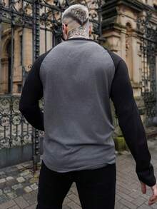 Artur Kramer Hombres Camiseta de color combinado de manga raglán - Gris Oscuro - Ver 2