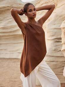 MAIJA Summer Beach Floral Smocked Off Shoulder Ruffle Crop Top - Coffee Brown - View 6