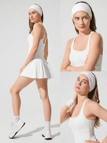 GLOWMODE FeatherFit™-Air Work It Sweat-Absorbent Training Headband Gym - White - View 6