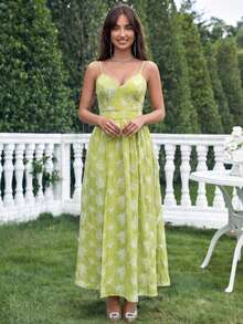 SHEIN Allurite Đầm dài thanh lịch dành cho nữ, đầm chiffon hai dây xẻ tà, đầm dài mùa hè cho nữ, đầm dự tiệc cocktail, màu vàng nhạt, đầm lãng mạn cho kỳ nghỉ, đầm đi học. - Butter Yellow - Xem 6