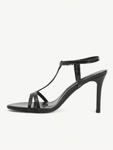 CUCCOO CHICEST Giày nữ mùa hè mới, giày sandal cao gót mũi tròn. - màu đen - Xem 4