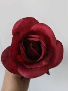 6Pcs Red Artificial Black Stem Roses, Luxury Faux Rose With Black Vase For Valentine Wedding Bridal Bouquet Table Decor - Red and Black - View 6