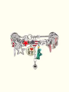 Popjeli DIY Charm, Travel Style Love New York Bracelet,Y2K/Cute/Colorful/Chic,For Mom/Women/Girl/Mother,Summer/Beach/Prom/Part/Vacation/Travel,PINK,Heart - Multicolor - View 10