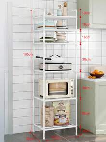 1-Piece Space-Saving Tall Metal Shelf, Kitchen Shelf, Wardrobe Storage, Storage Box, Bathroom Shelf, Shower Rack, Floor-Standing Multi-Layer Bathroom Storage Shelf, Bookshelf, Storage Rack, Movable, Easy To Assemble, Suitable For Bathroom, Kitchen, Office, Study, Living Room, Holiday Gift. - Multicolor - View 17