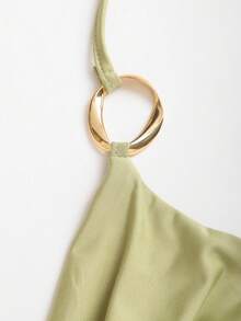 Sweetra New Y2K Metal Ring Accessory Versatile Draped Neck Tie Strap Women Camisole - Green - View 3