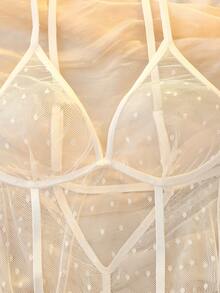 DelicateAllure 1 bộ áo liền quần màu trắng gợi cảm dành cho nữ - trắng - Xem 6