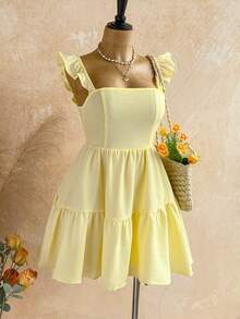 Soleia Váy ngắn hai dây màu trơn, kiểu dáng thoải mái cho kỳ nghỉ hè. - Nhiều màu - Xem 5