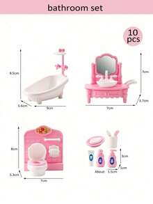 MINKOJA Mini Furniture Set For Children's Play House, Including Living Room, Bedroom , Kitchen, And Bathroom Accessories, Suitable For Kindergarten,Kids Kitchen Set,Doll House Girls,Kids Bedroom,American Girl Doll Furniture,Kitchen,Easter,Easter Gift,Childen's Day,Kids Pretend Toys - Multicolor - View 14