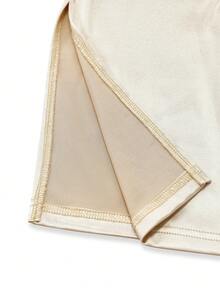 GlowEve 香槟金缎面蕾丝边V领无袖紧身吊带连衣裙 - 香檳色 - 查看 7