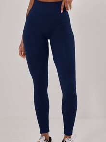Musera Sport Leggings acanalados de cintura alta para actividades, contorneados, para entrenamiento, verano, gimnasio, fitness, yoga, pilates y uso casual diario - azul real - Ver 2