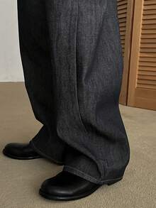 DAZY Men's Casual Everyday Commute Versatile Loose Fit Flared Leg Jeans - Black - View 7