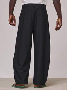 Musero Twisted Seam Barrel Leg Tailored Pleated Trouser Bottoms Spring Summer Essentials Holiday - Black - View 4